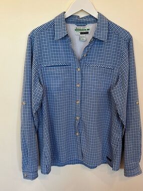 ExOfficio Shirt Womens Large Insect Shield BugsAway Long Sleeve Hiking Vented
